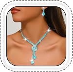 Unicra Silver Rhinestone Bridal Wedding Jewelry Set Crystal Necklace Earrings Sets Formal Prom Costume Jewelry Sets for Women and Brides