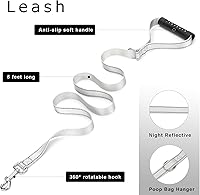 Vista 4 de HUSDOW Arnés de chaleco de servicio para perro arnés de entrenamiento sin tirones con asa y correa de perro de 5 pies ajustable y reflectante sin