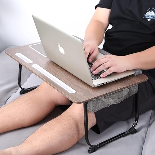 Miniatura 3 de Escritorio para computadora portátil, escritorio de regazo 3 en 1 con cojín para laptop de 17 pulgadas, altura ajustable plegable, con alfombrilla