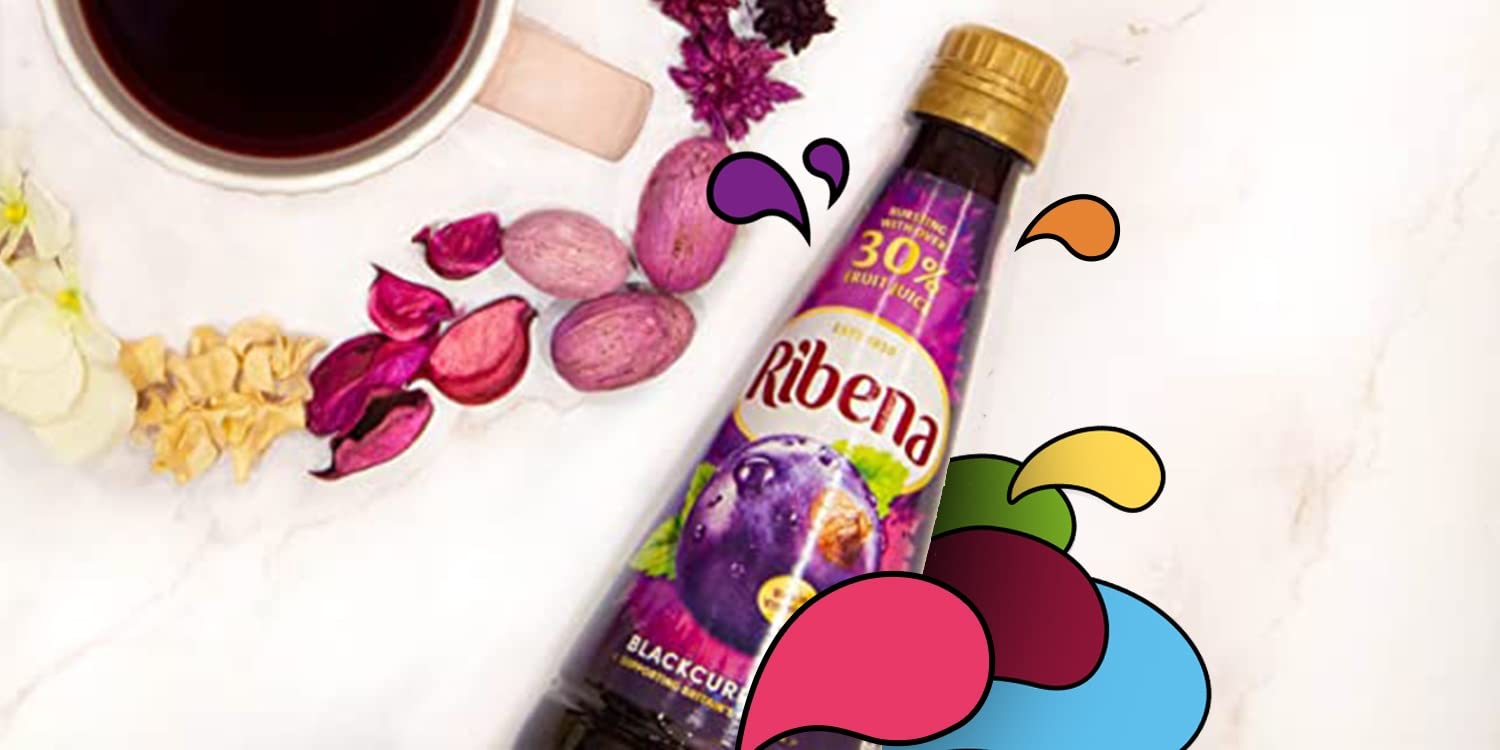 Ribena F40337 - Concentrato di ribes nero, 12 flaconi da 850 ml, contiene succo di frutta vero, senza coloranti o aromi artificiali, diluito con acqua, realizzato con ribes neri britannici, F40337