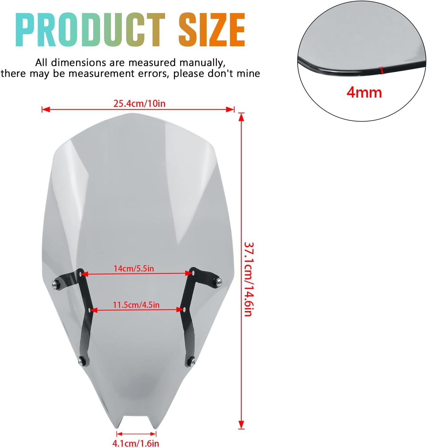 Windshield for Kawasaki Z500/Z500 SE/Z500 ABS 2024-2026, Motorcycle Front Wind Deflector Touring Windscreen Fairing Screen Visor Accessories Replacement (Gray)