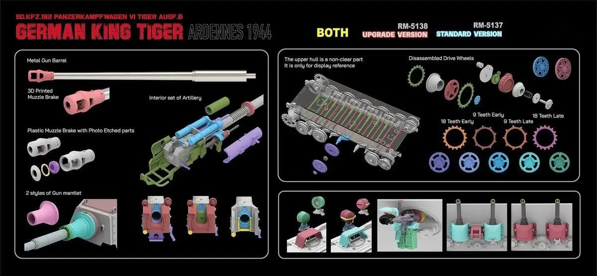 Model RFM RM-5138 1/35 German King Tiger Ardennes 1944 (Upgrade Version) Assemble Plastic Model Kit