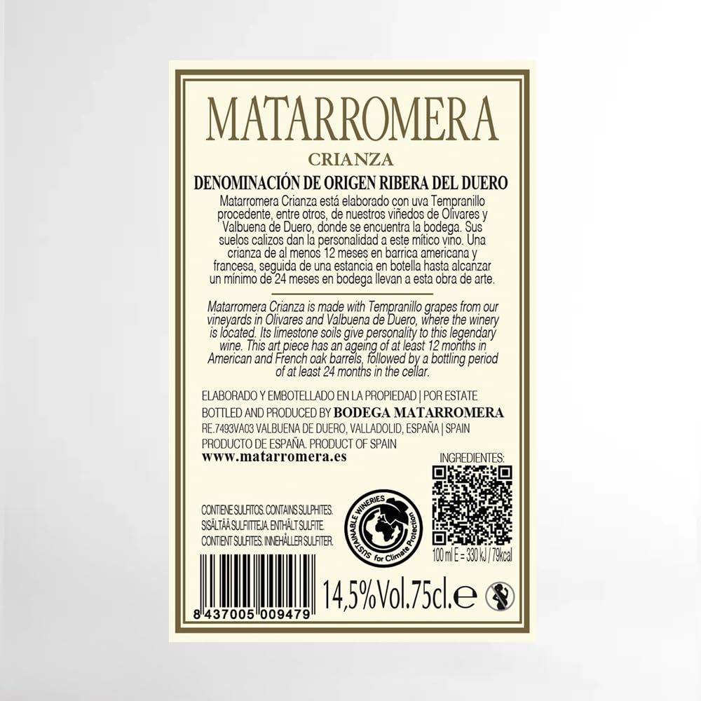 Matarromera Crianza Tinto D.O. Ribera del Duero 2x75 cl Caja Madera | 100% Tempranillo · Perfecto con ibéricos y quesos curados · Top 100 Wine Spectator · Ideal para regalo