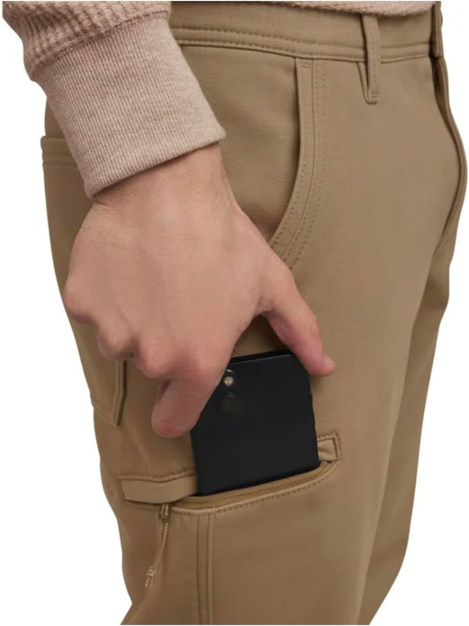 Weatherproof Vintage Men's Comfort Stretch Relaxed Fit Bonded Fleece Lined Canvas Utility Pant - Image 4