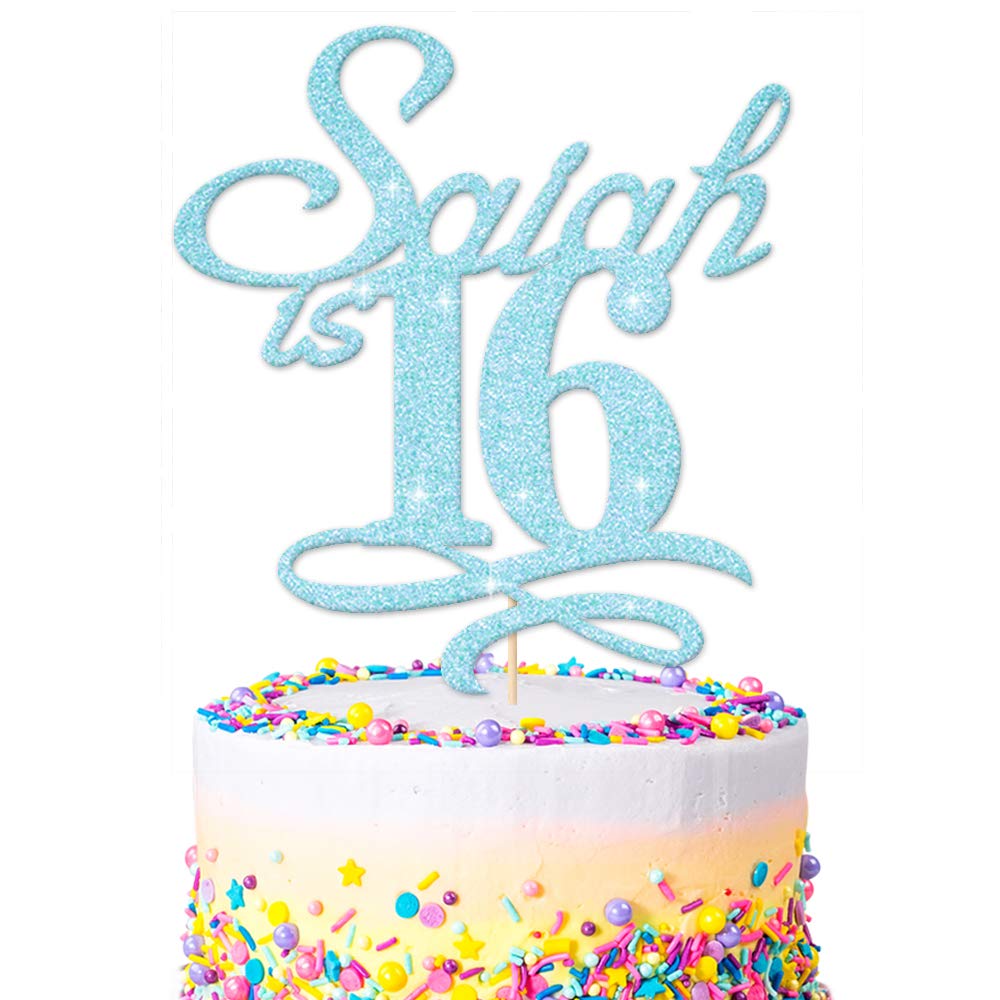 EDSG Personalised Birthday Glitter Cake Topper | Custom Cake Decoration with Any Name Any Age | Double Sided Glitter Card Any Name Age Customized - Multicolour Glitter Cake Decoration โฆ