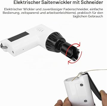 Guitar String Winder Electric Snare Winder Restringing Tool Multifunctional String Cutter for Banjo Guitars Bass Mandolin Ukelele 2 7-4 3V (White)