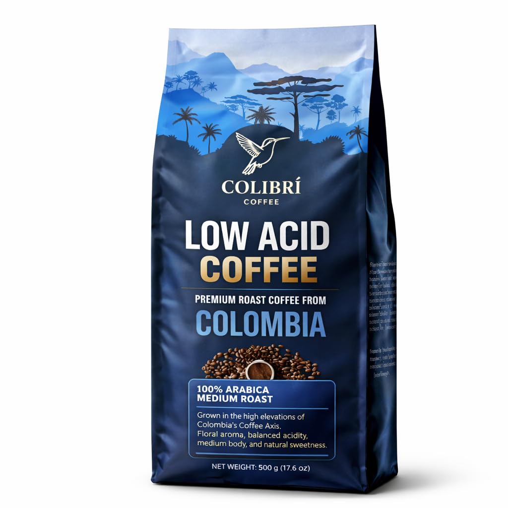 Low Acid Coffee, Ground coffee Medium Roast Colombian Coffee, Ground coffee for coffee maker, Ideal for Cold Brew and Reusable K Cups for Keurig 16 Oz