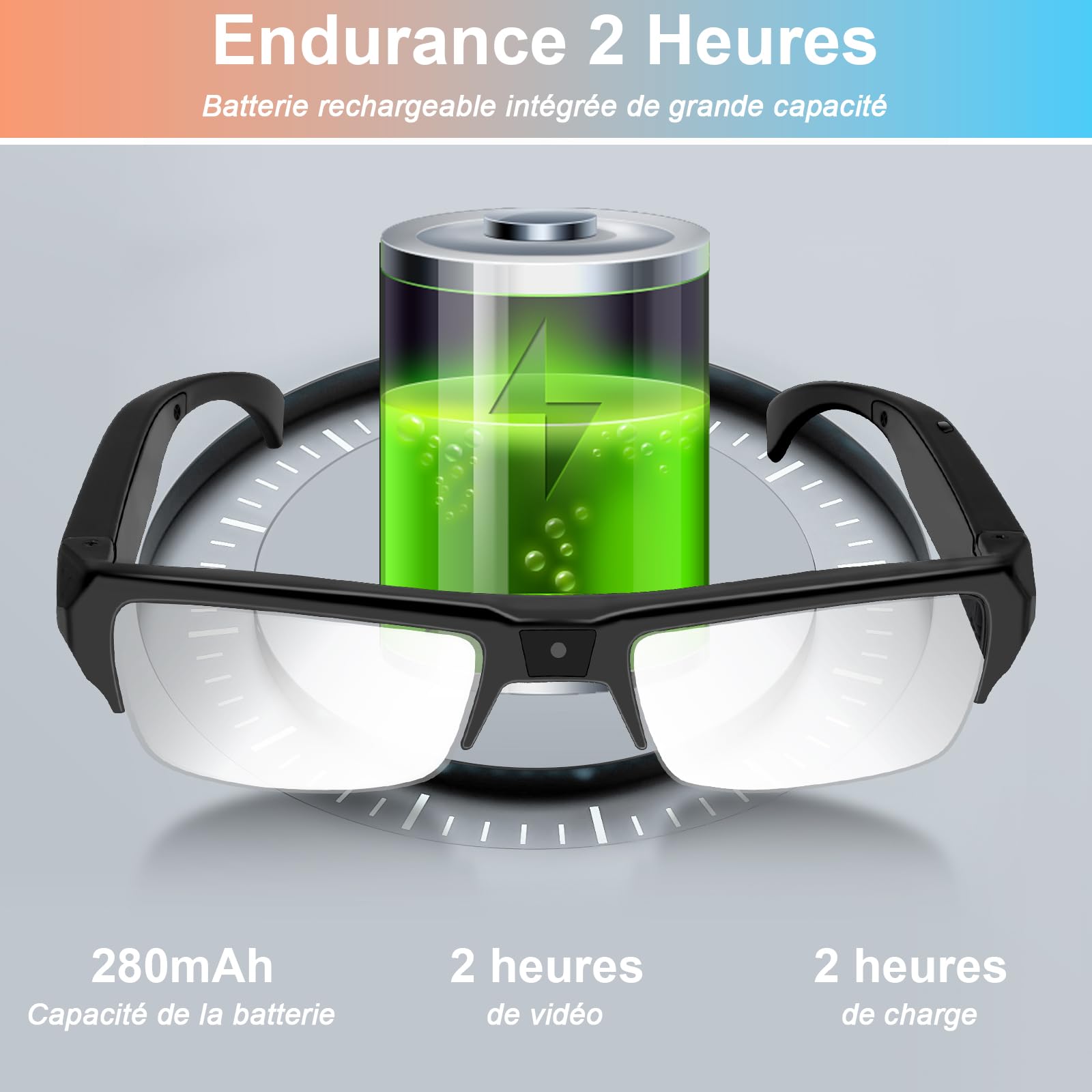 Camera Espion Lunettes, Mini Lunette Espion, 1080P HD Camera Cachee Portable Micro Camera de Sport Prise de Photos pour Intérieur Extérieur Sport et Aventure