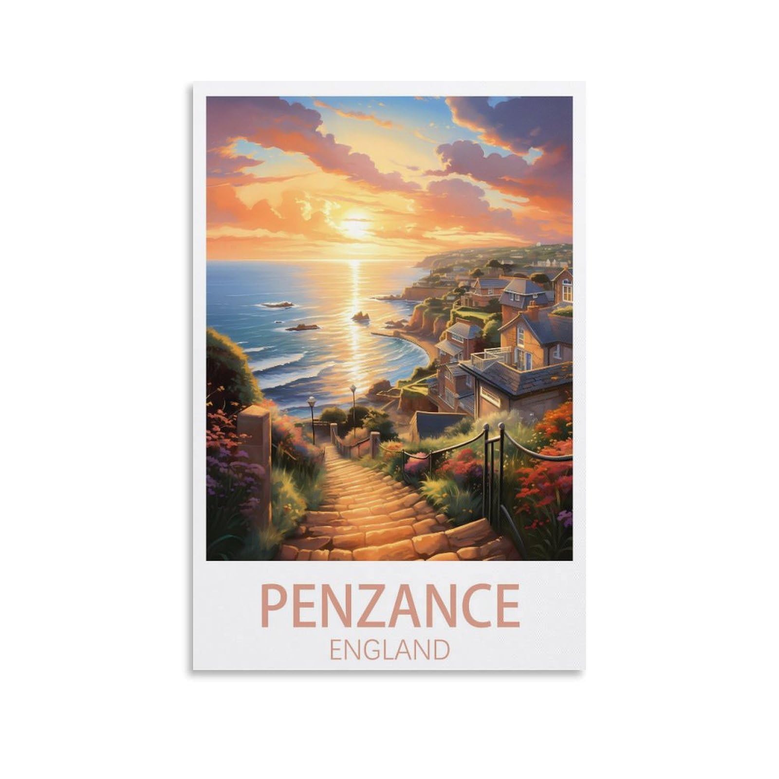 EZMLFA 5D Diamond Art Kits Adults,Penzance England,Gem Art,Crystal Kits Round Drill for Home Wall Decor Gifts,Women,Men 50x60cm