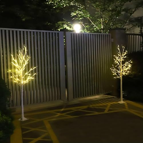 Miniatura 8 de Juego de 4 luces blancas cálidas para árbol de abedul con batería o USB, 24 luces LED de hadas, árbol espiritual, decoración de mesa para el hogar,