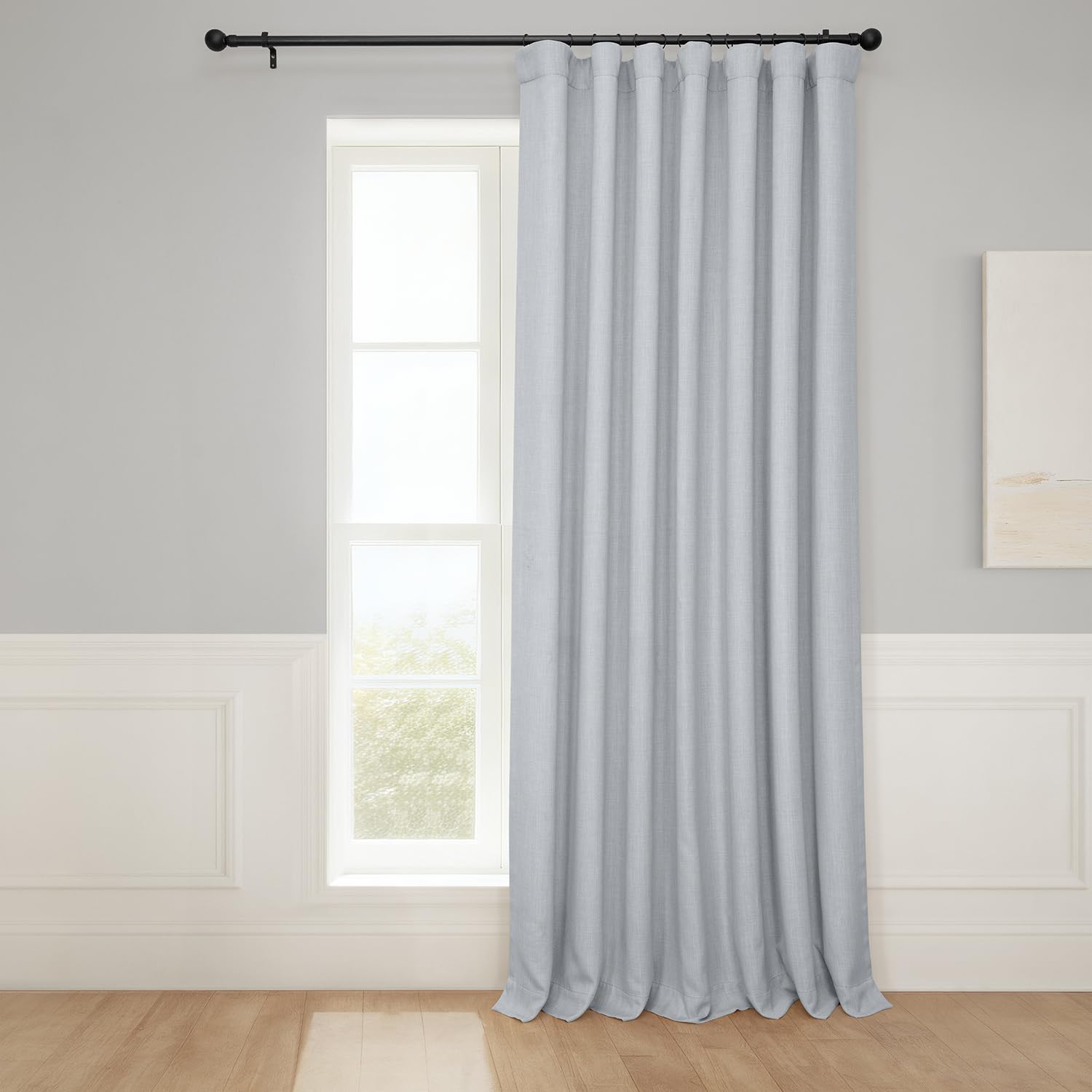 HPD Half Price Drapes Extra Wide Linen Room Darkening Curtain (1 Panel) 100 X 84, BOCH-LN1859-84-DW, Heather Grey