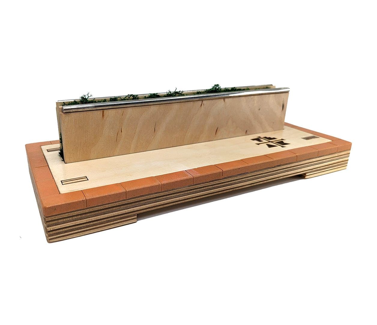 Teak TuningWooden Fingerboard Combo King, Combo Box with Brick Coping, Metal Rails, and Grass - 13 inches - Collab with WoodOn