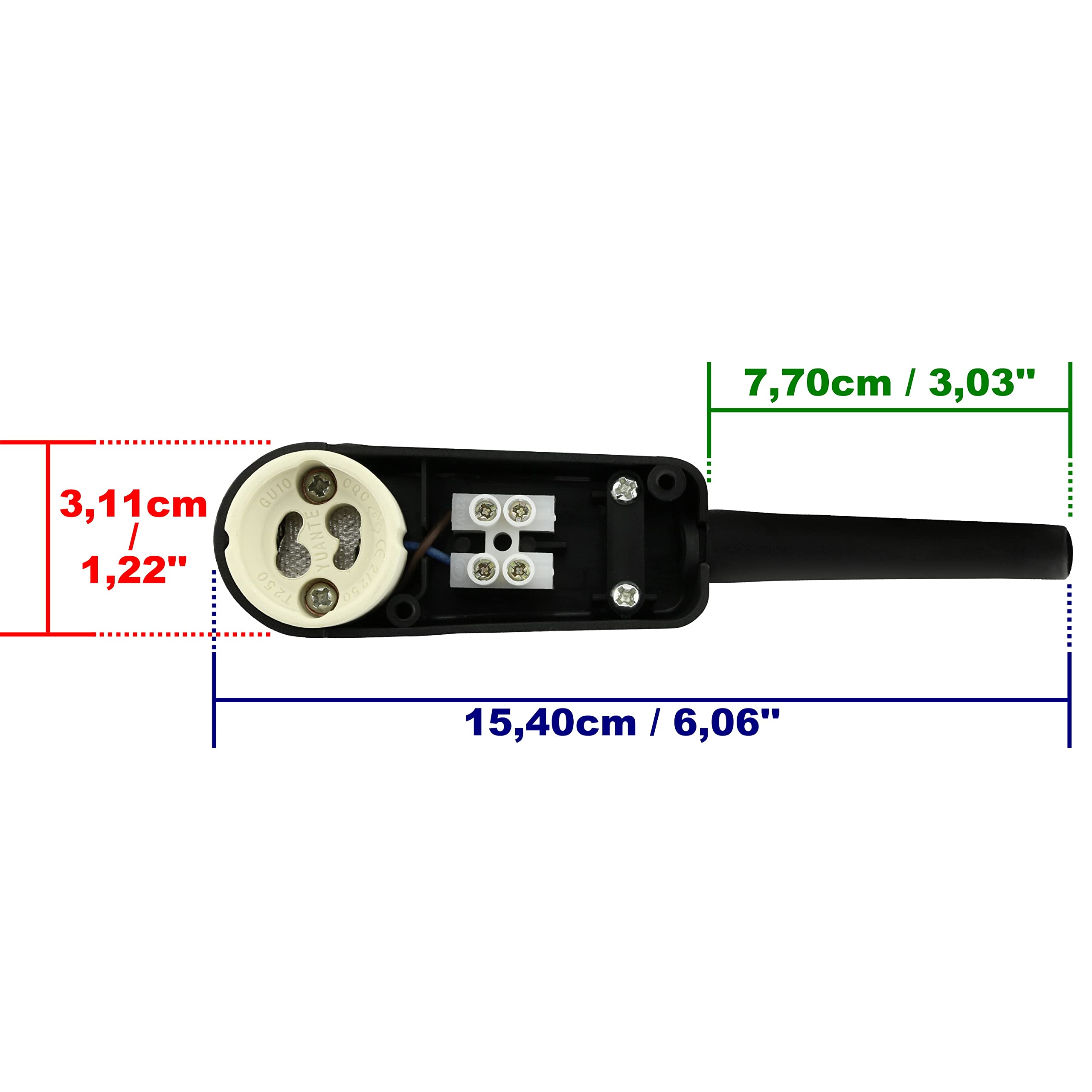 ISOLATECH 100 Portalámparas GU10 Con Caja De Conexiones Para Focos LED | Para Bombillas LED Y Halógenas Hasta 250V/2A, Con Caja De Conexiones, Para Instalación Empotrada