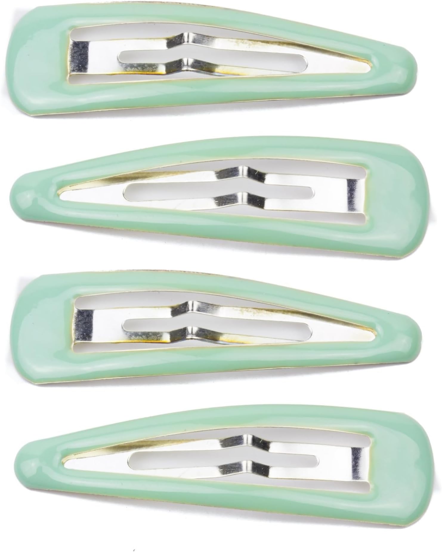 4 Pcs Large Snap Snappy Hair clip Clic Clac Bendy Sleepy Barrette Enamel Coated Tic Tac Hair Pins For Girls Ladies Accessory(Mint green)
