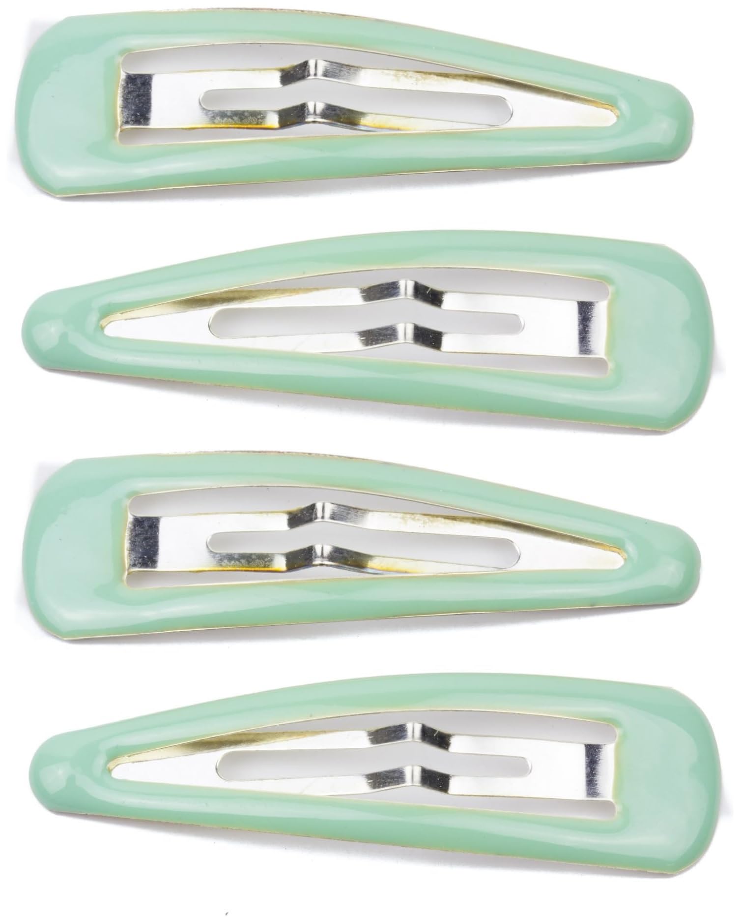4 Pcs Large Snap Snappy Hair clip Clic Clac Bendy Sleepy Barrette Enamel Coated Tic Tac Hair Pins For Girls Ladies Accessory(Mint green)
