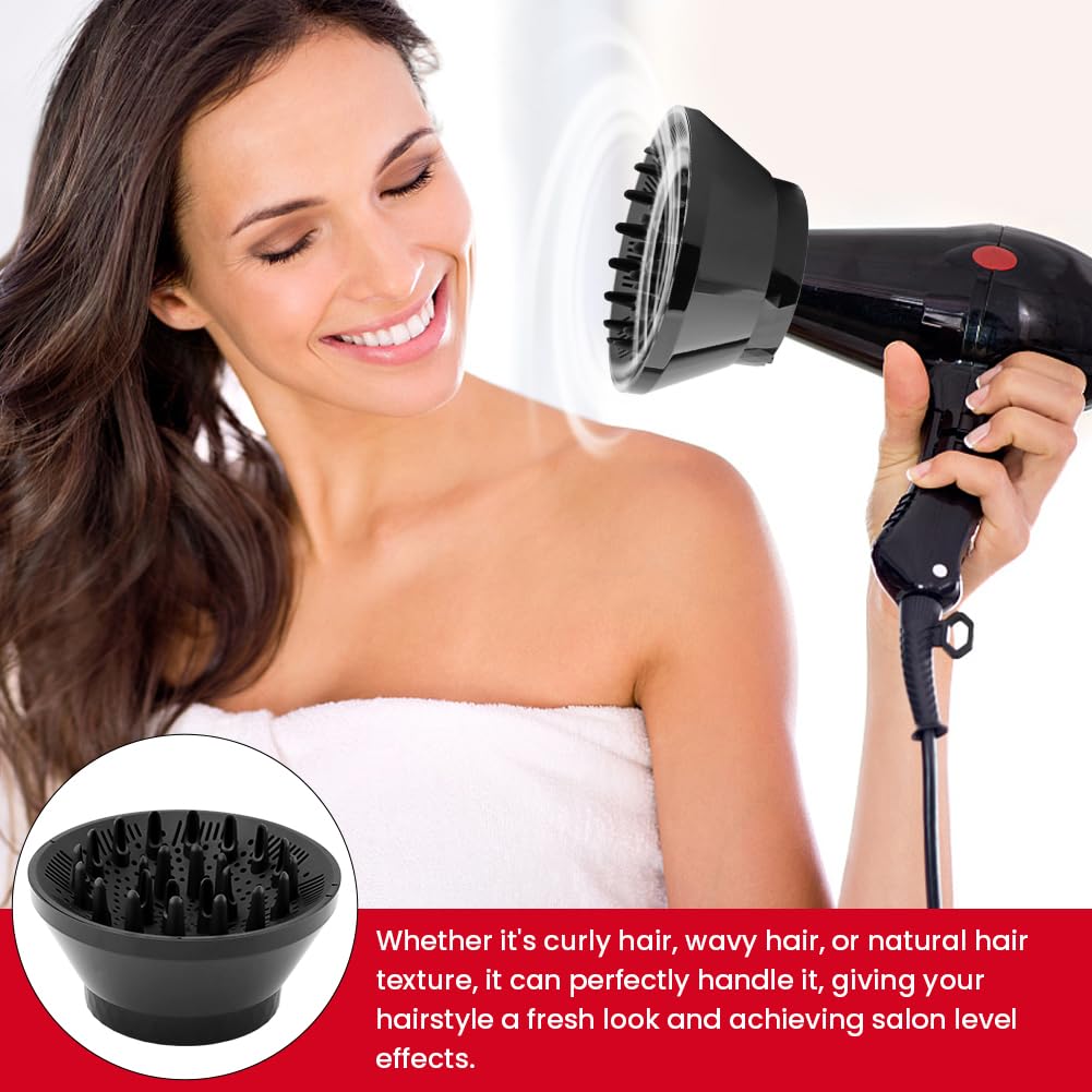 Difusor universal para secador de pelo para cabello rizado y ondulado natural, difusor profesional de secador, ajustable de 1.4 a 3.2 pulgadas (color: negro) 7