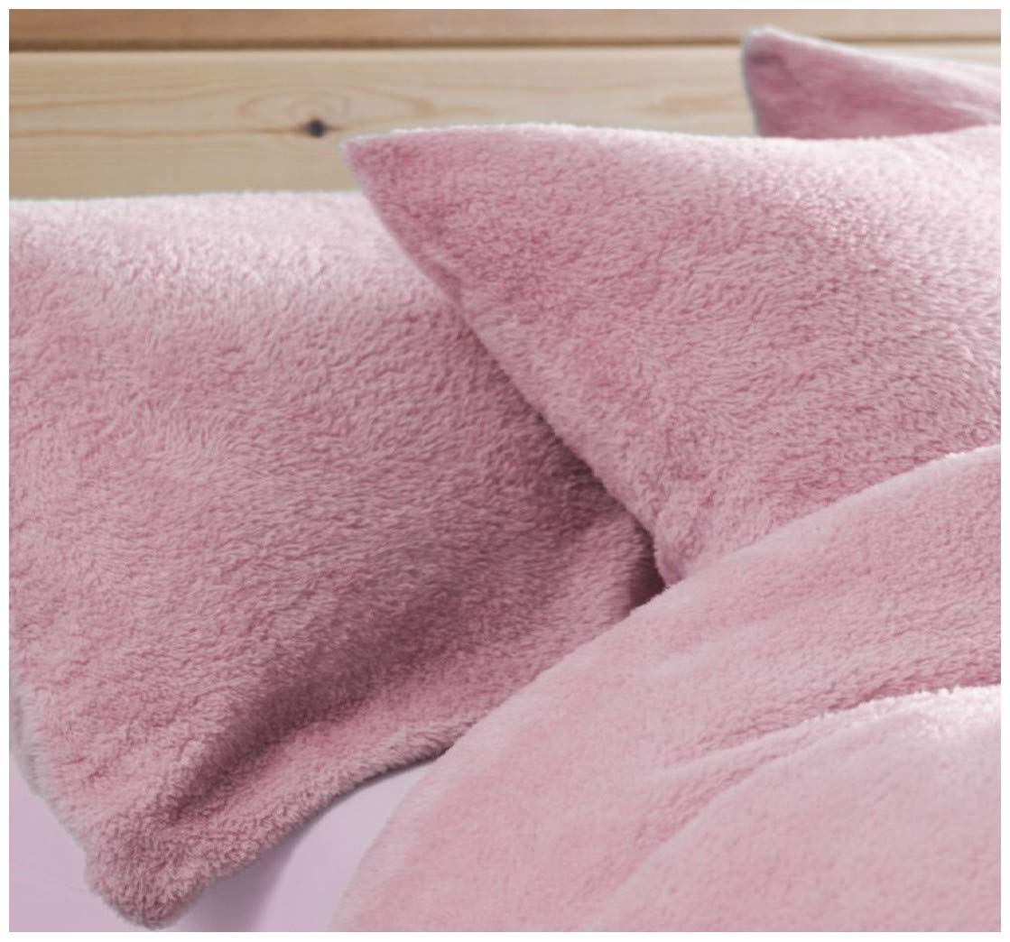 Goldstar Pink Goldstar® Teddy Fleece Pair Pillow Case Fluffy Warm And Cozy In Colours (Pink)