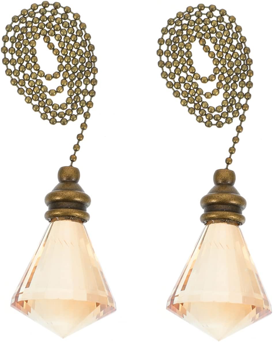 SOLUSTRE Pull Chain Pendant 2pcs Ceiling Fan Crystal Pendant Vintage