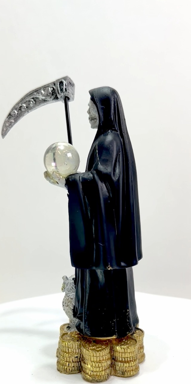 Estatua Santa Muerte Negra 5 pulgadas alta miniatura 2