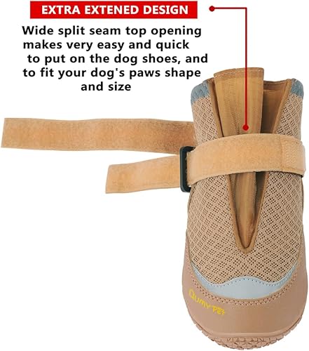 Miniatura 5 de QUMY 4 zapatos de perro para pavimento caliente, botas de perro medianas y grandes y protectores de patas para protección contra el calor del