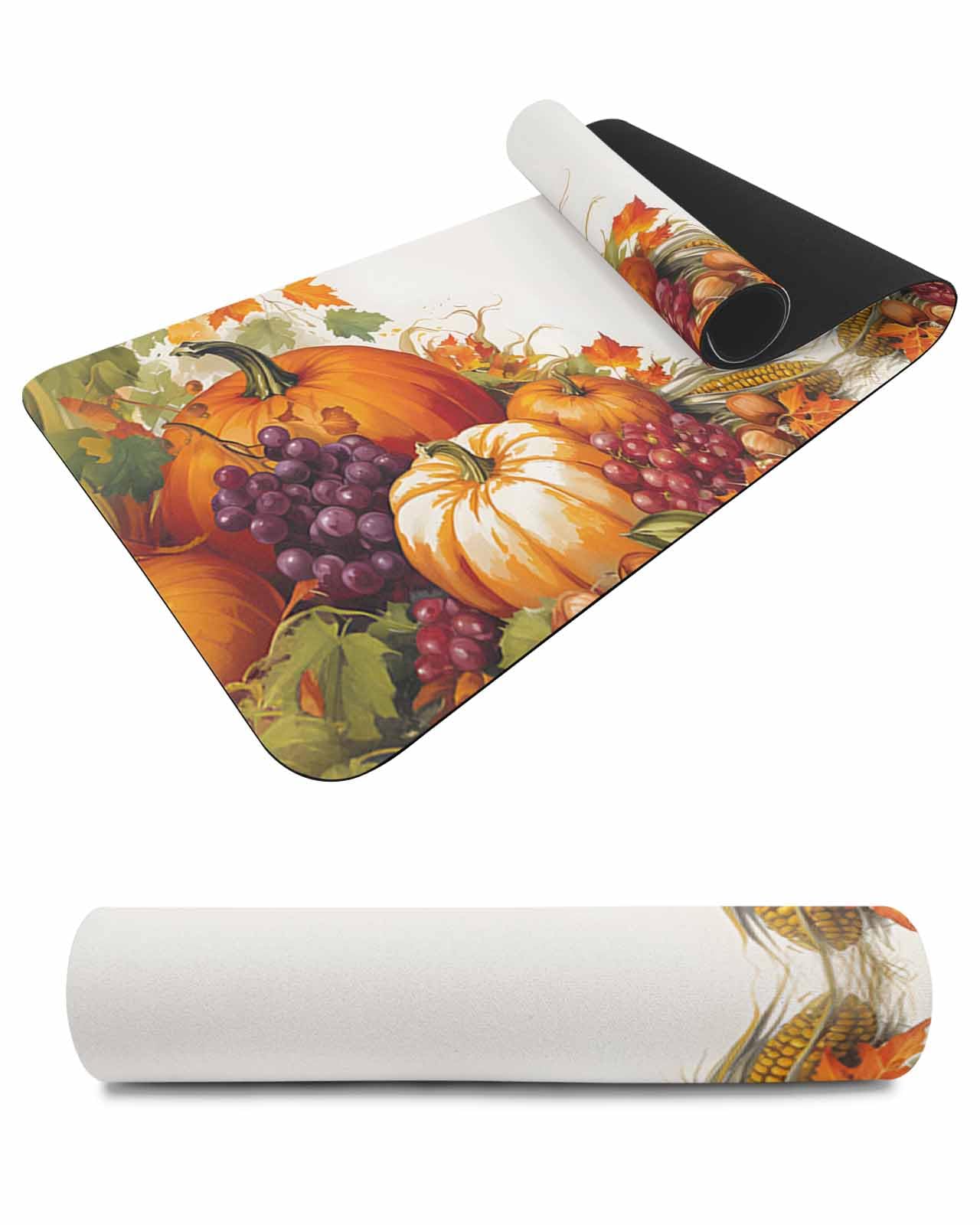 Debedcor Heat Proof Table Pads Waterproof Decorative, Orange Pumpkins Fall Non-Slip Table Countertop Protector, Thanksgiving Grapes Maple Leaf Insulation Mat for Dining Room, 48 x 12 Inches