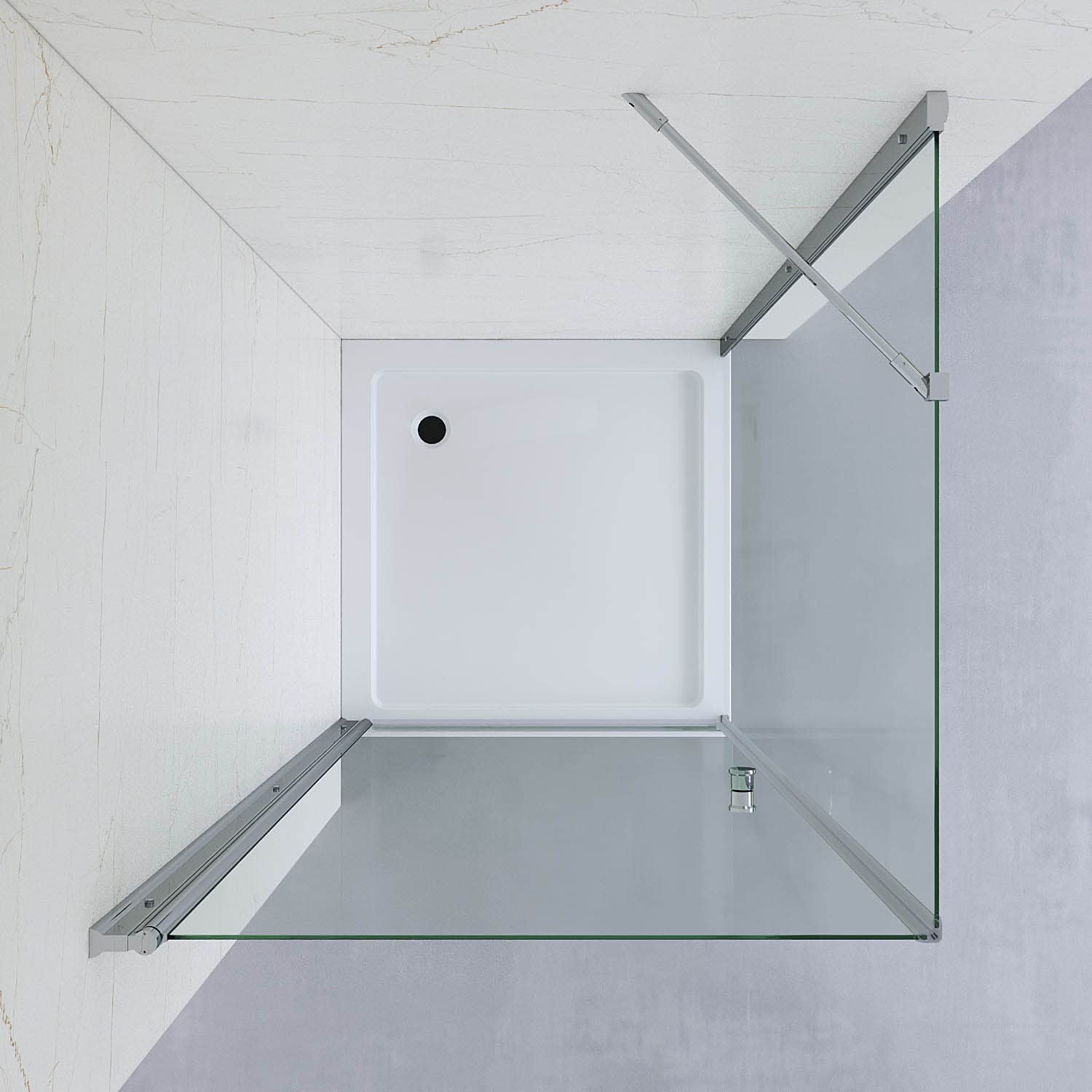 Duschkabine 90x100x187cm Drehtür Seitenwand ESG Chrom
