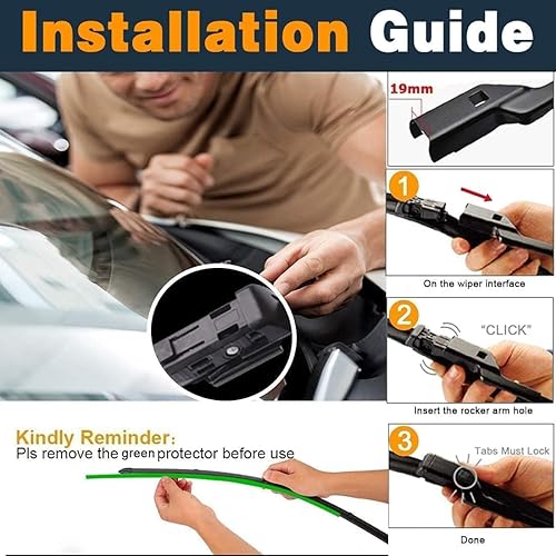 Miniatura 3 de AUTOBOO Limpiaparabrisas de 24 + 20 pulgadas con limpiaparabrisas trasero de 13 pulgadas de repuesto para Audi Q5 2009-2017, SQ5 2014-2017, RS Q3