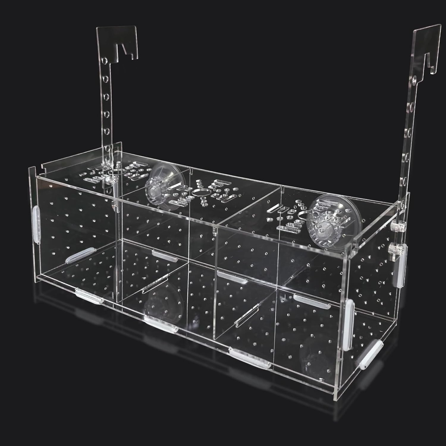 PINVNBY Acrylic Fish Breeding Box，Guppy breeding Box Acrylic Fish Isolation Box Aquarium Incubator with Suction Cups for Guppy Shrimp Small Baby Fishes（3.9 x 3.9 x11.8 in）