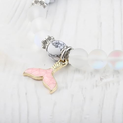 Miniatura 5 de FUSTMW Pulsera de cola de sirena, regalo para amantes de la sirena, joyería de cola de playa, ballena y delfín, pulsera con temática de sirena