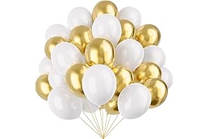 Gold and White Metallic & Latex Balloons