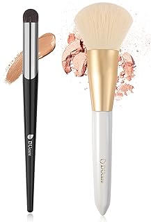DUcare ドゥケア コンシーラーブラシ＋フェイスパウダーブラシ 丸先コンシーラー フィンガーブラシ 化粧筆 ふわふわ 大きいフェイスブラシ V03+X1-01