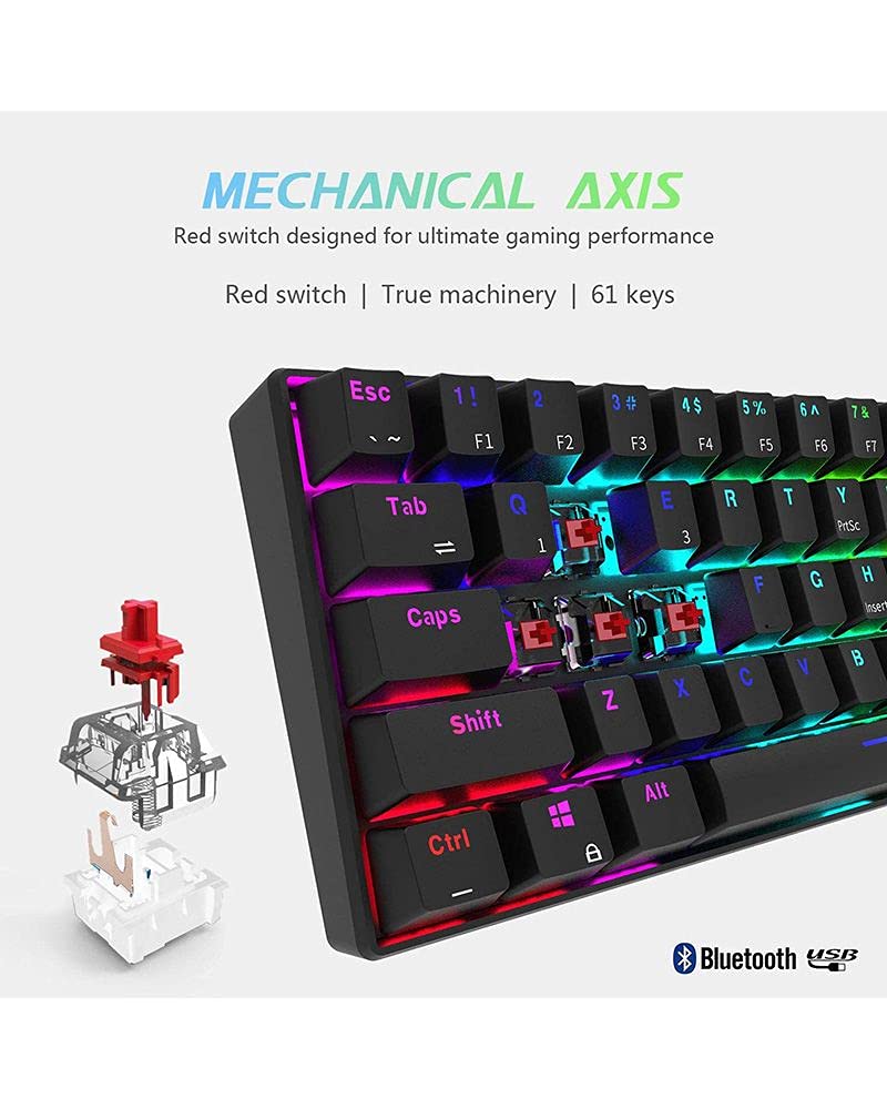 Red Dragon Rk61 Royal Kludge RK61 Red Switch Gaming Keyboard - Black: Buy Online in ...