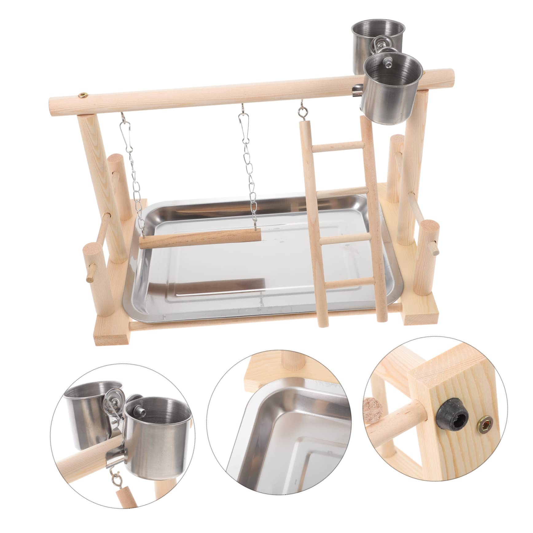 Set Parco Giochi Per Uccelli Legno Trespolo Palestra Scala Altalena Giocattoli Attivita Addestramento Pappagalli Calopsitte