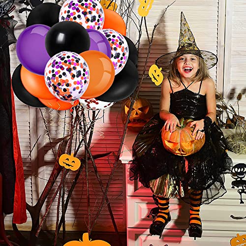 DOJoykey 20pcs Halloween Decoration Balloons, 12 inch Black, Orange, Purple Latex Balloons with Inner Confetti - Image 3