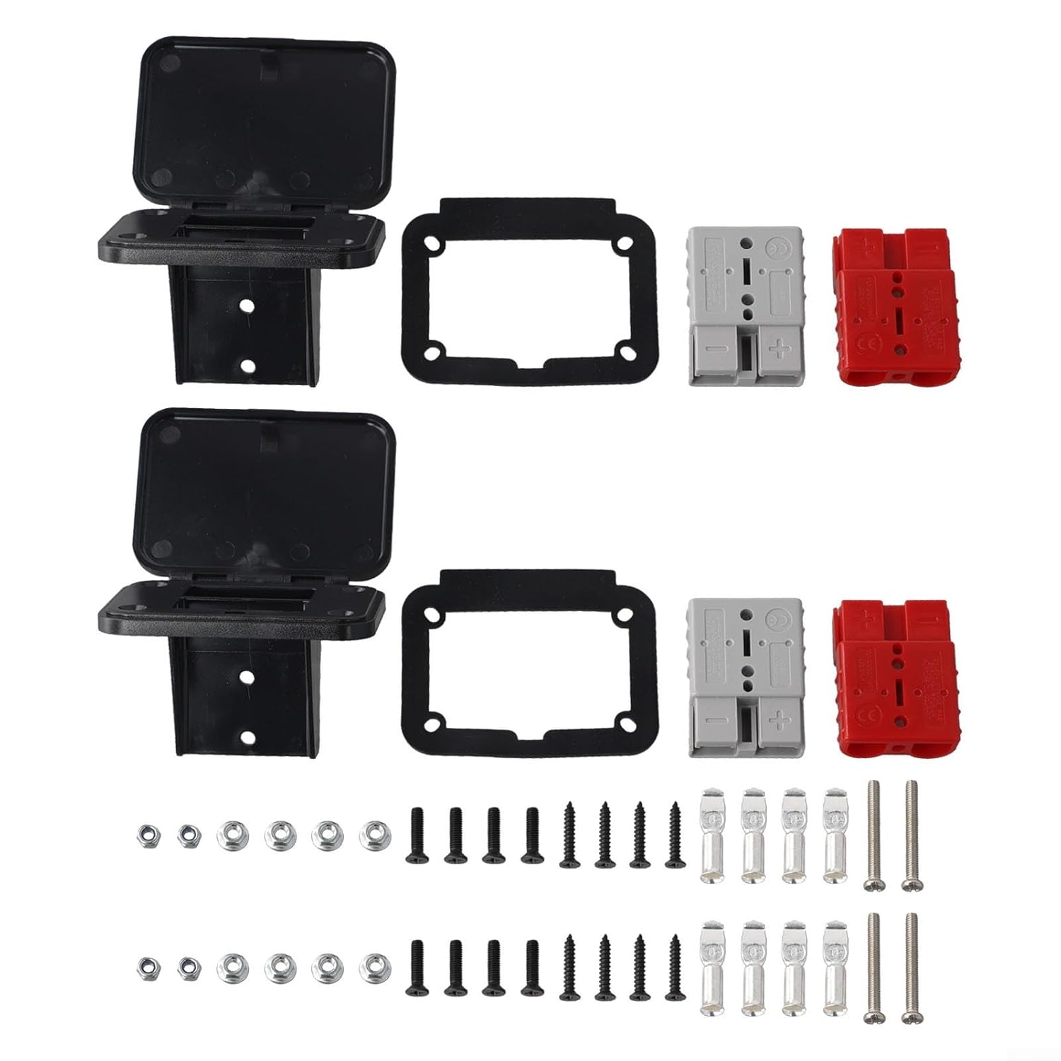 Dual Flush Mount Bracket Panel for 50A 600V Style SB50 Connector, Heavy Duty Terminal Block Base for 12 to 6 AWG Cable, Electric Vehicle Power Adapter(2PCS)