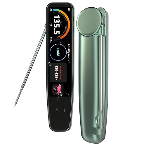 Miniatura 1 de Termómetro digital inteligente para carne, pantalla táctil HD de 3.8 pulgadas con sistema en el dispositivo, recargable, IP68, lectura de 0.5