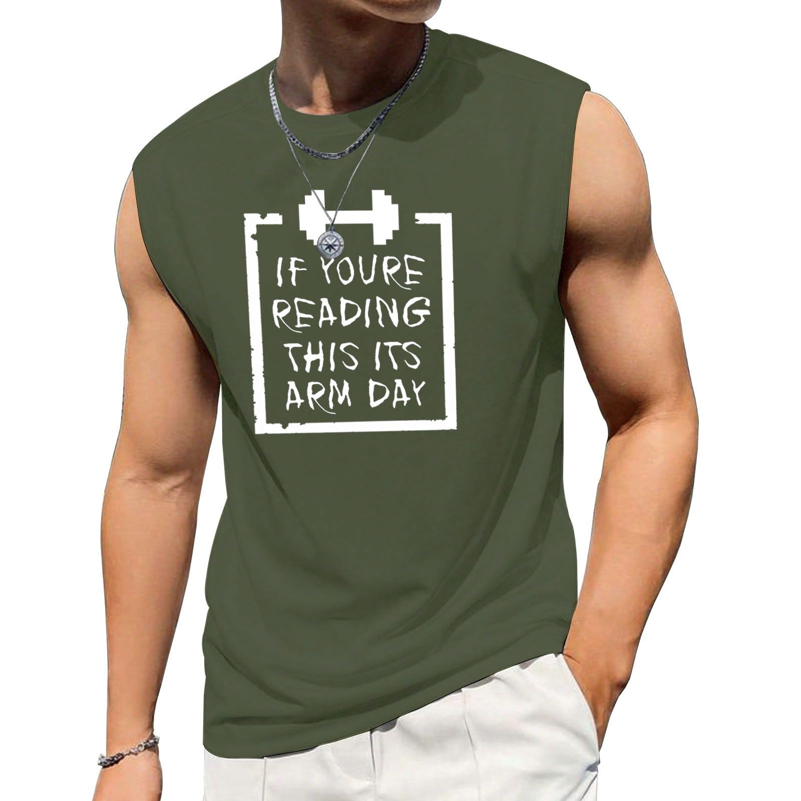 InleaderStyle Mens Workout Tank Tops Cotton Sleeveless Mucle Shirt Summer Graphic Beach Tank Tops for Men