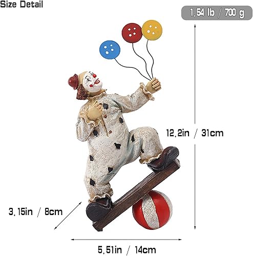 Miniatura 5 de Estatuas de payaso de circo, escultura creativa para decoración del hogar, adornos decorativos coleccionables, figuras de arte coleccionables,