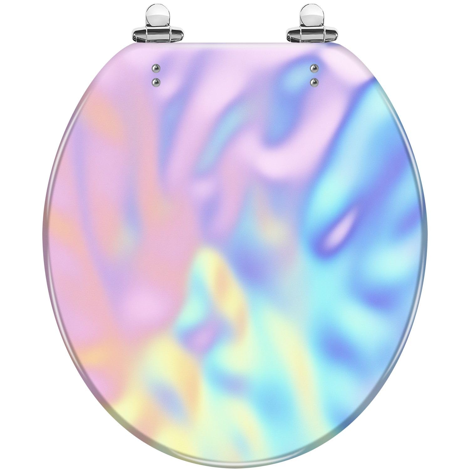 Tazyyzuu Multi2 Purple Holographic Glitter Round Toilet Seat Slow Close Quick-Release Hinges(,16.5X14.5)