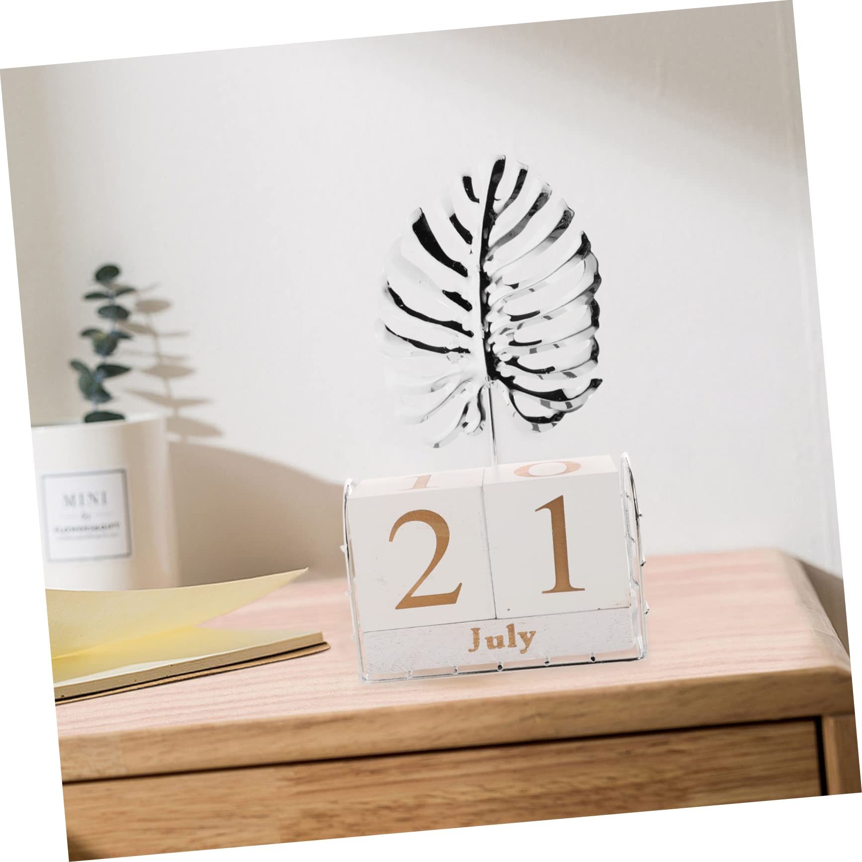 VILLCASE 4stücke Holzkalender Massivem Kreativer Tischkalender Für Schreibtisch Und Büro Manuell Verstellbarer Blockkalender Für Design Für Wohnräume Und