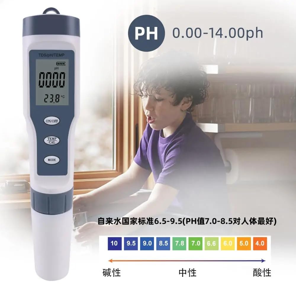 TDS/PH&TEMP 3 en 1 pluma de prueba probador calidad del agua for potable, laboratorio, acuicultura, piscina(Without backlight)