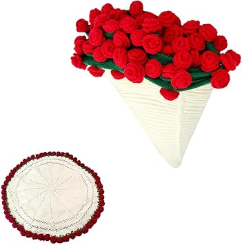 Crochet Flowers Rose Bouquet Blanket,Finished Throw Blanket Soft Lightweight Home Decor Bouquet Blanket Handmade Birthday Gifts for Mom Sister-Gifts for Couples-Anniversary Wedding Birthday,A,5