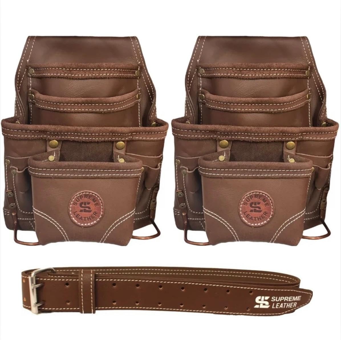 Professional Leather Tool Bag, Top-Grain Leather, Organizer, Protects Tools, Enhances Work Efficiency