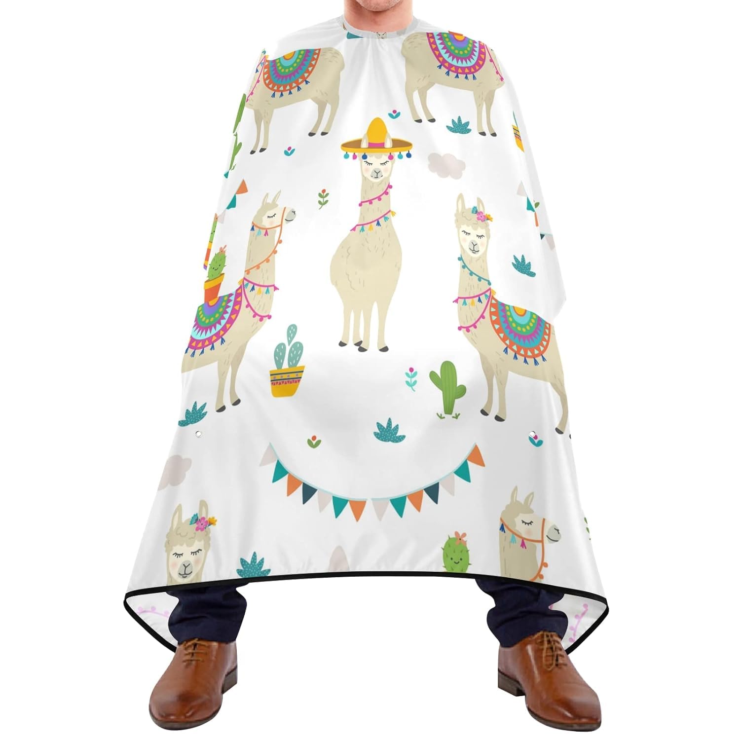 Barber Cape Llamas Étnicas Tribales Beige Lindas Sin Costuras En Blanco Capa De Barbero Ajustable Capa Barbero Profesional Delantal Para Hogar Niños Adultos