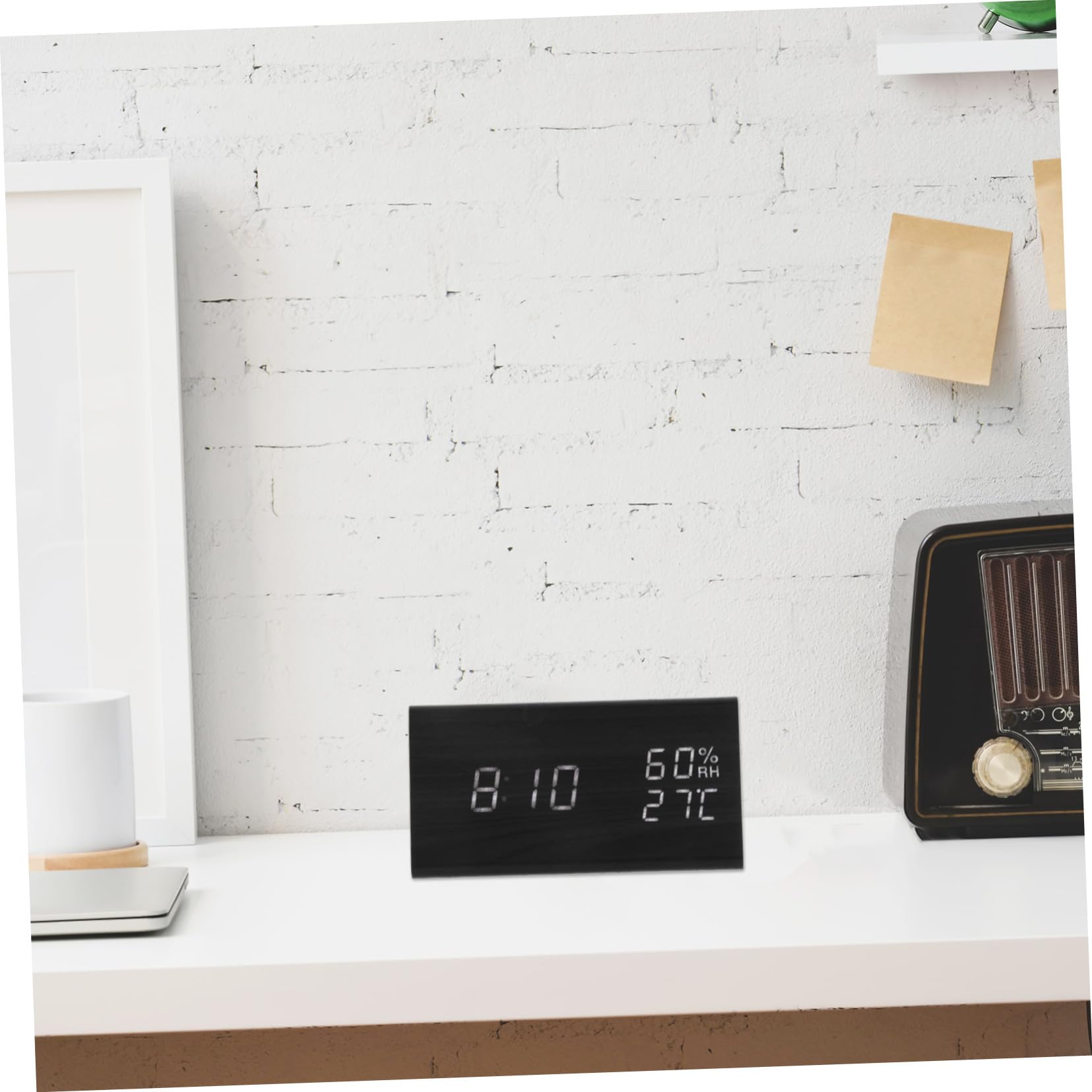 Reloj Despertador LED de Madera con Control por Sonido Pantalla Digital de Temperatura y Humedad Temporizador Múltiple para Mesita de Noche y Cocina