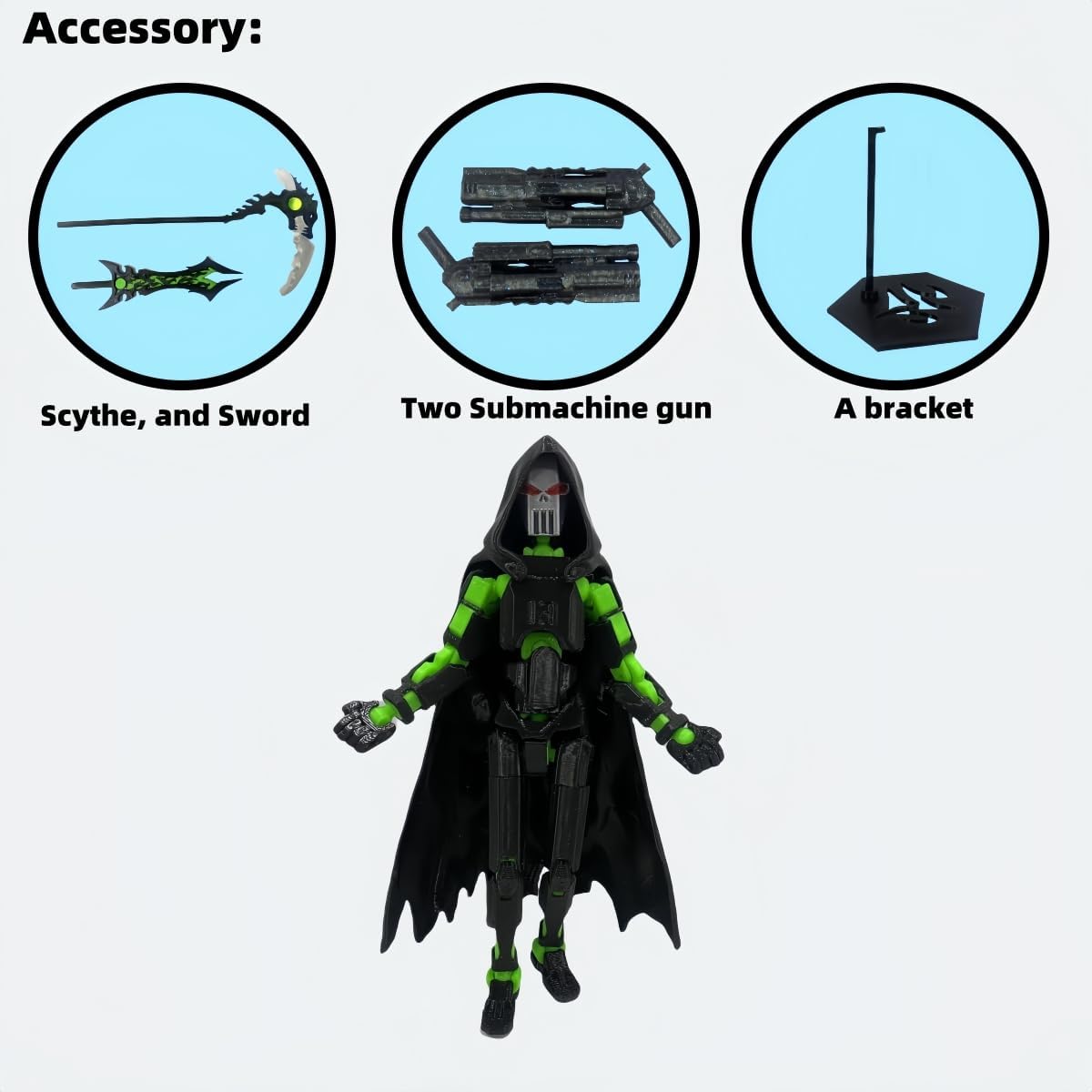 SENROELECTRONAGE T13 Action Figure Assembly Completed, New 2Pcs Dummy 13, Lucky T13 Action Figure, 3D Printed Multi-Jointed Movable, Black Green, Black Red Devil's Scythe Action Figures