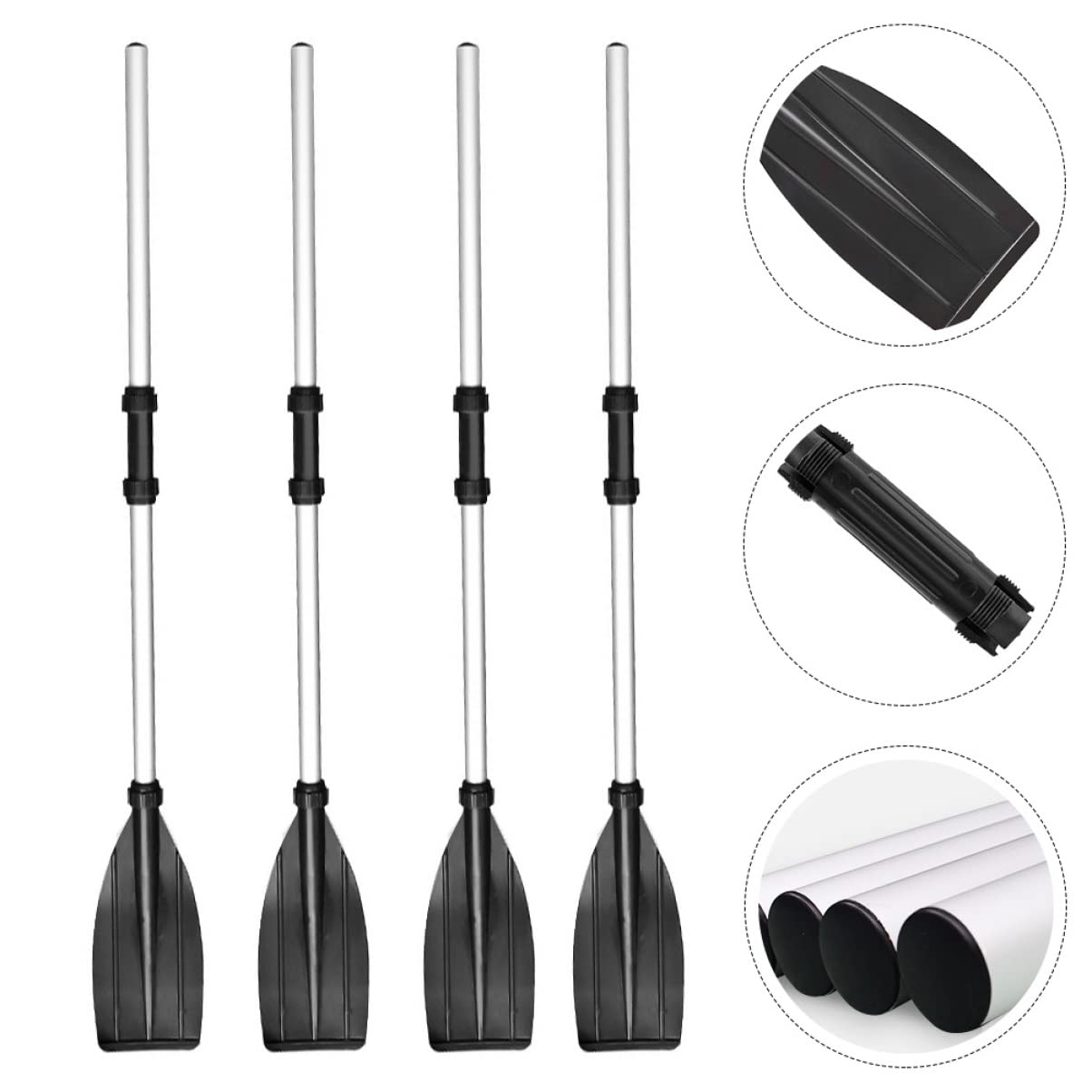 BESPORTBLE 2 Paia Pagaia Rimovibile da Canottaggio in Kayak Ferramenta per Kayak Accessori per Barche Paddle in Piedi Kayak da Barca Pagaie Telescopiche per Barche Acqua Plastica Black
