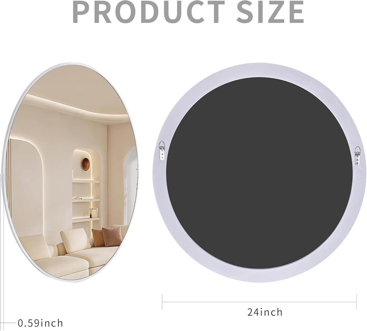 Round Wall Mirror 24 Inch, White Framed Circle Mirrors for Bathroom, Bedroom,Living Room or Entryway(White)