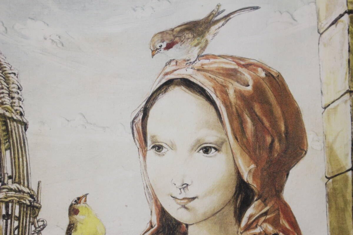 藤田嗣治 エスタンプリトグラフ「鳥と女性」 250部限定 25⁄250