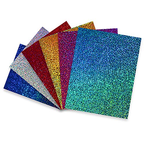 TECKWRAP Shining Laser Heat Transfer Vinyl Holographic Glitter Iron On Vinyl Sheets for T-Shirts and Iron On Vinyl 12"x10" 6 Sheets (Red HTV) - Thumbnail 2